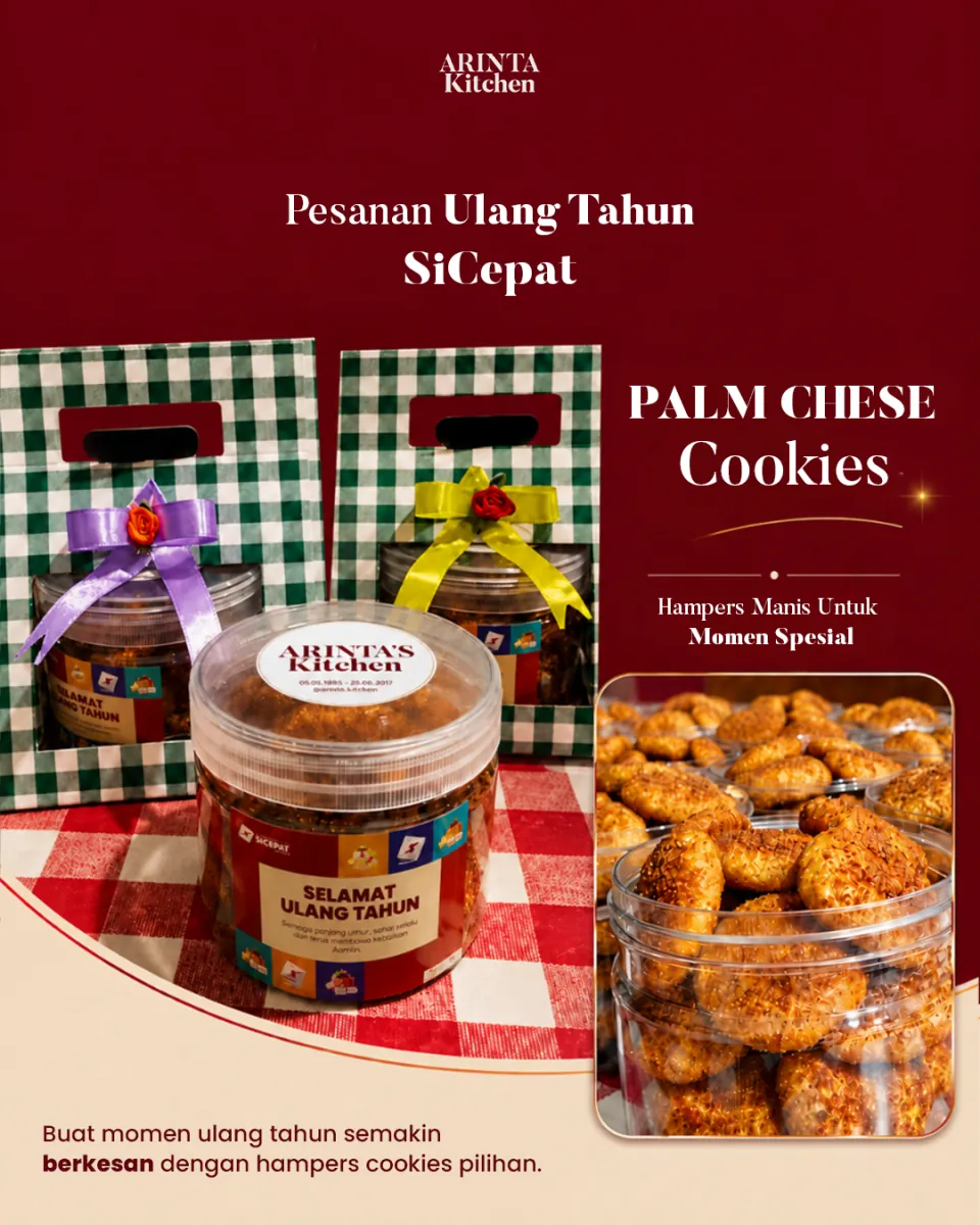 Postingan hampers cookies ulang tahun Arinta’s Kitchen ‘Hampers manis untuk momen spesial’