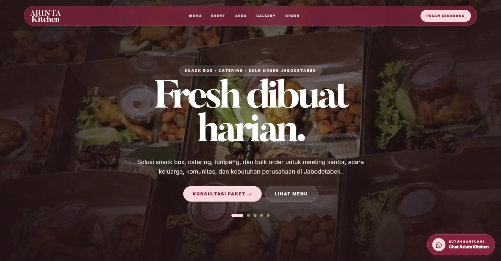 Arinta Kitchen catering campaign hero