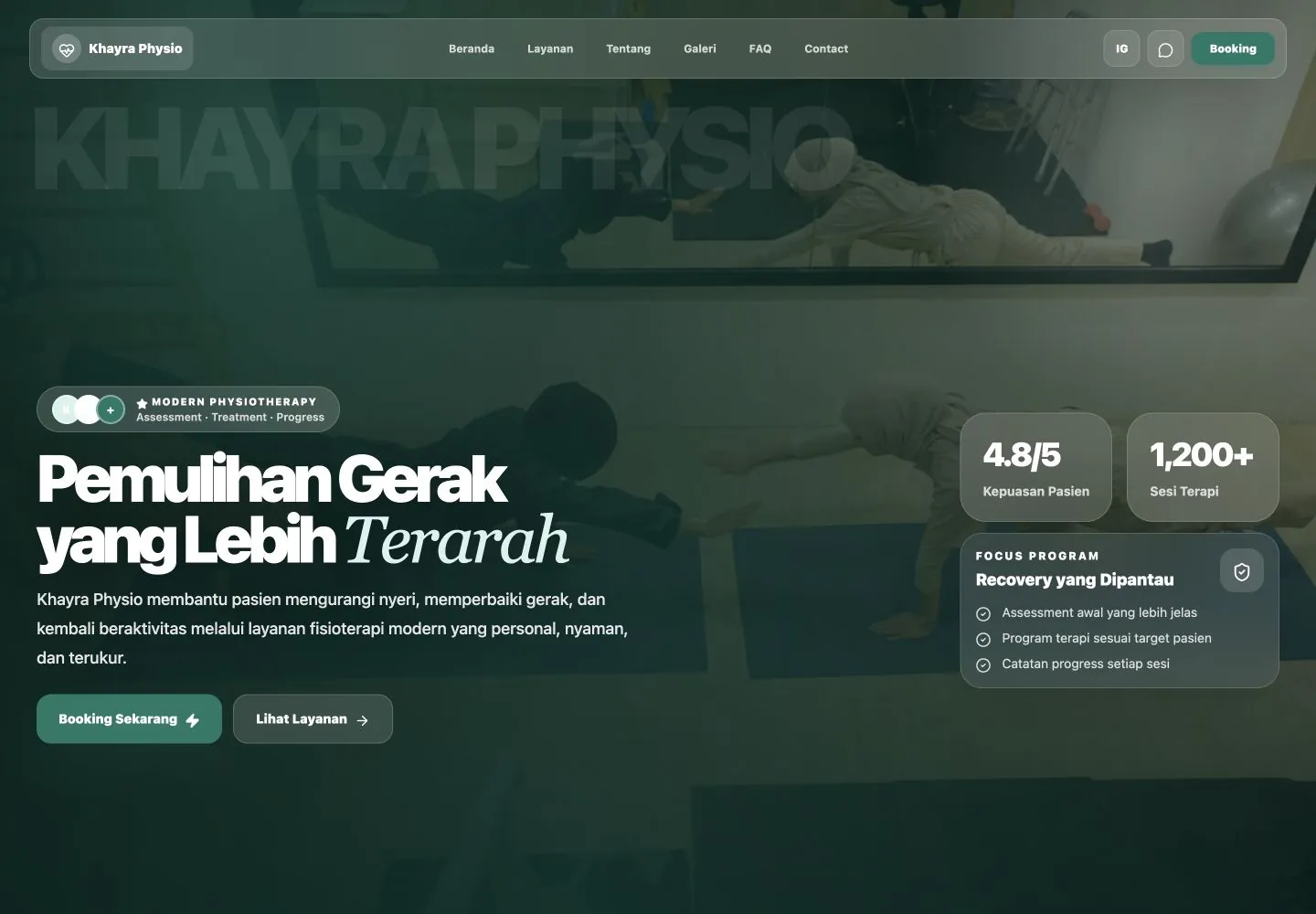 Khayra Physio mobile homepage