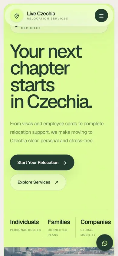 Live Czechia mobile homepage