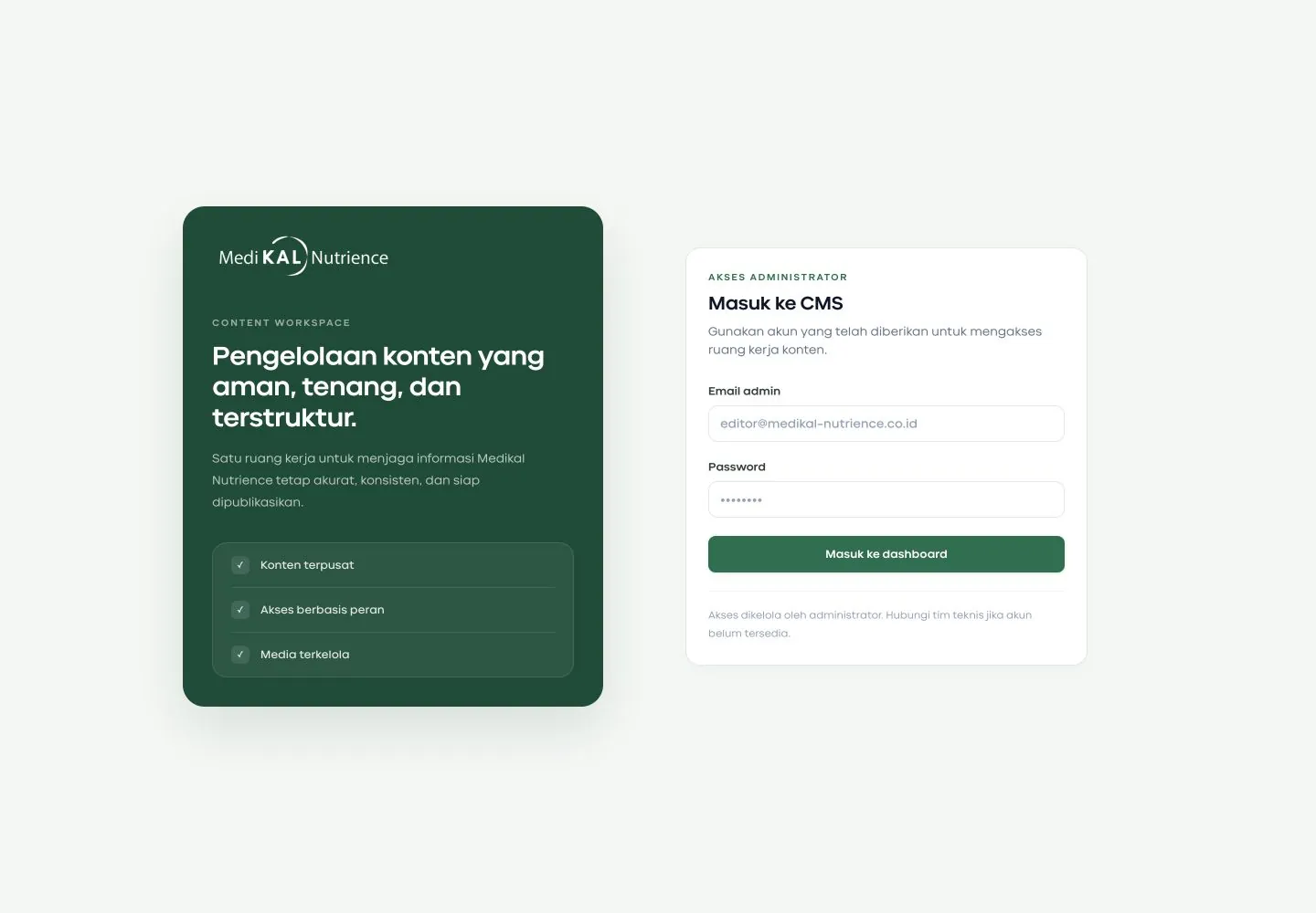 Medikal Nutrience custom CMS entry screen