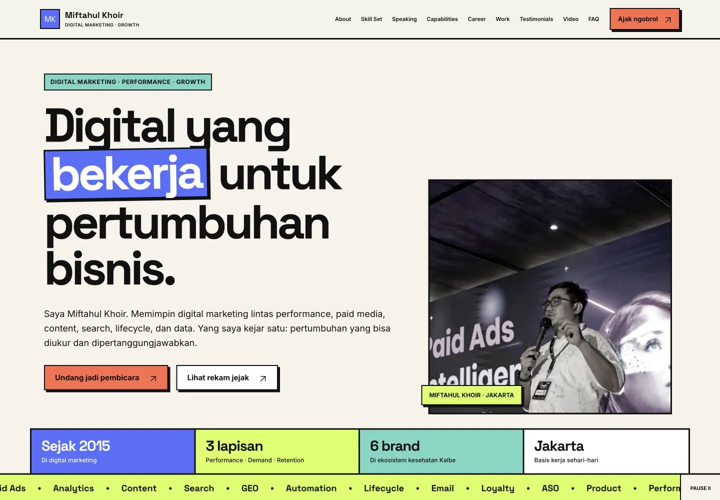 Miftahulk homepage hero on desktop