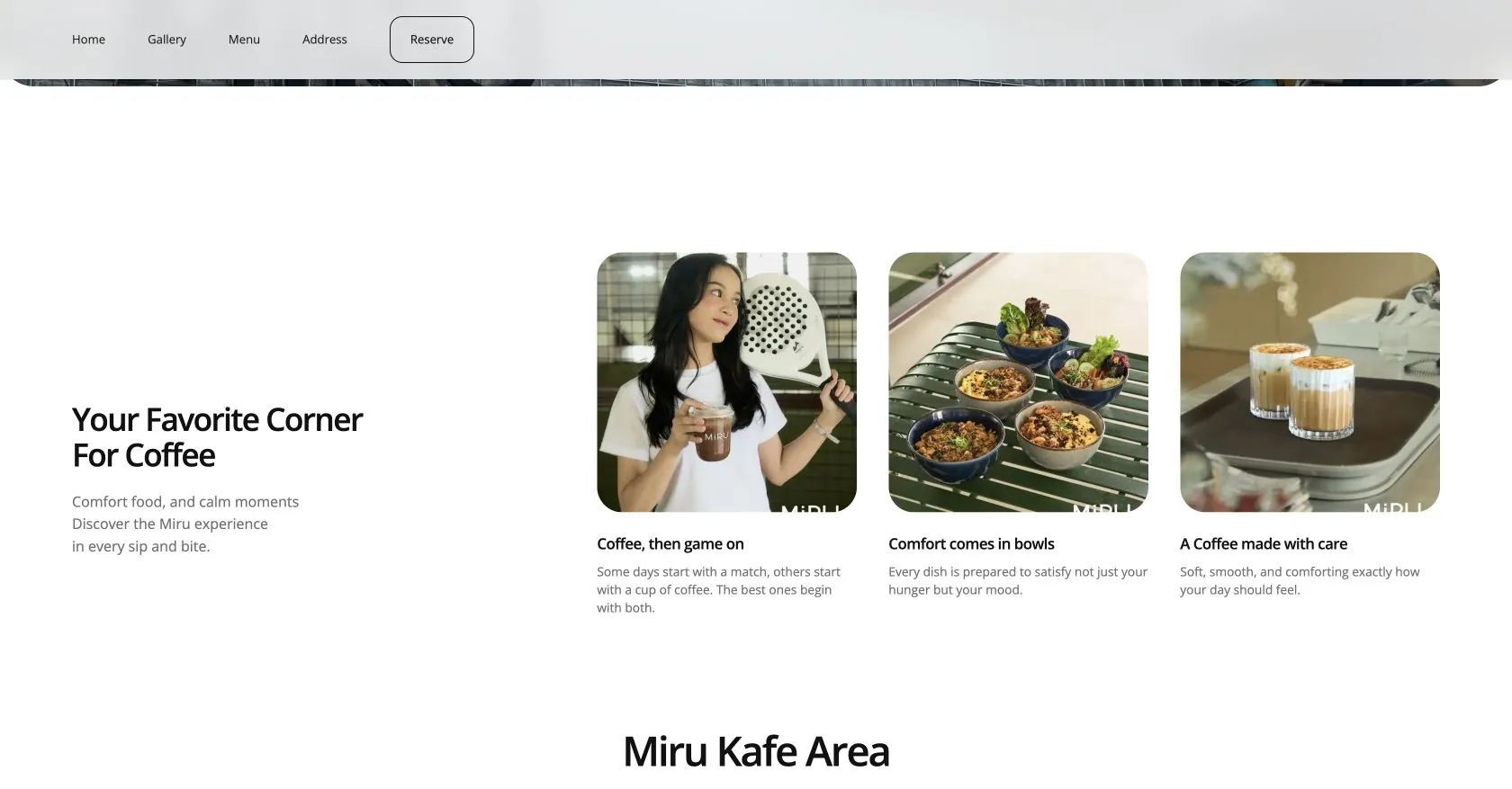 Miru Coffee food and coffee showcase