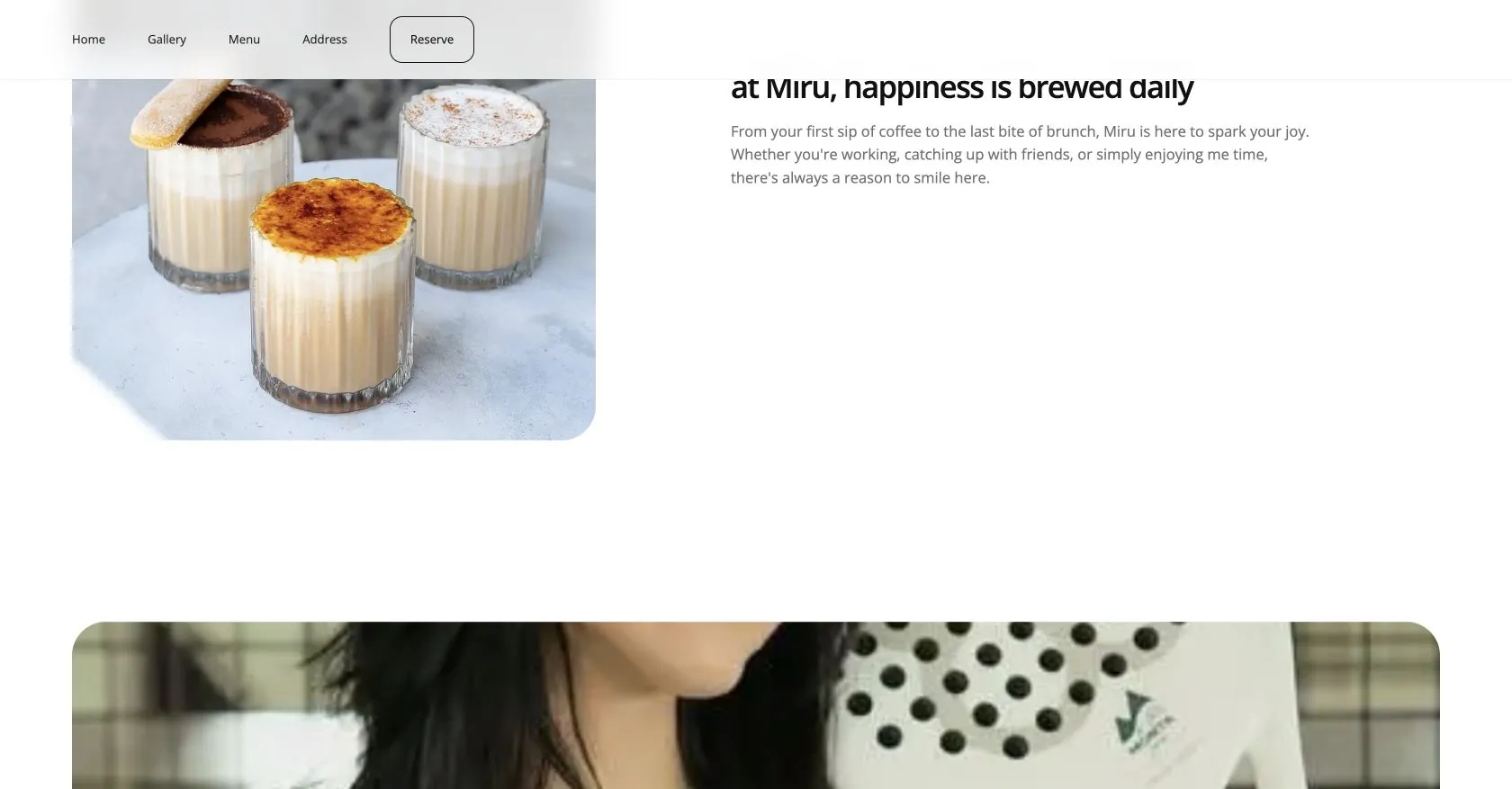 Miru Coffee brand story section