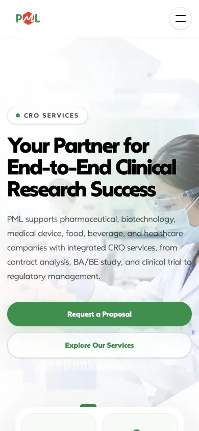 Pharma Metrics Labs mobile homepage