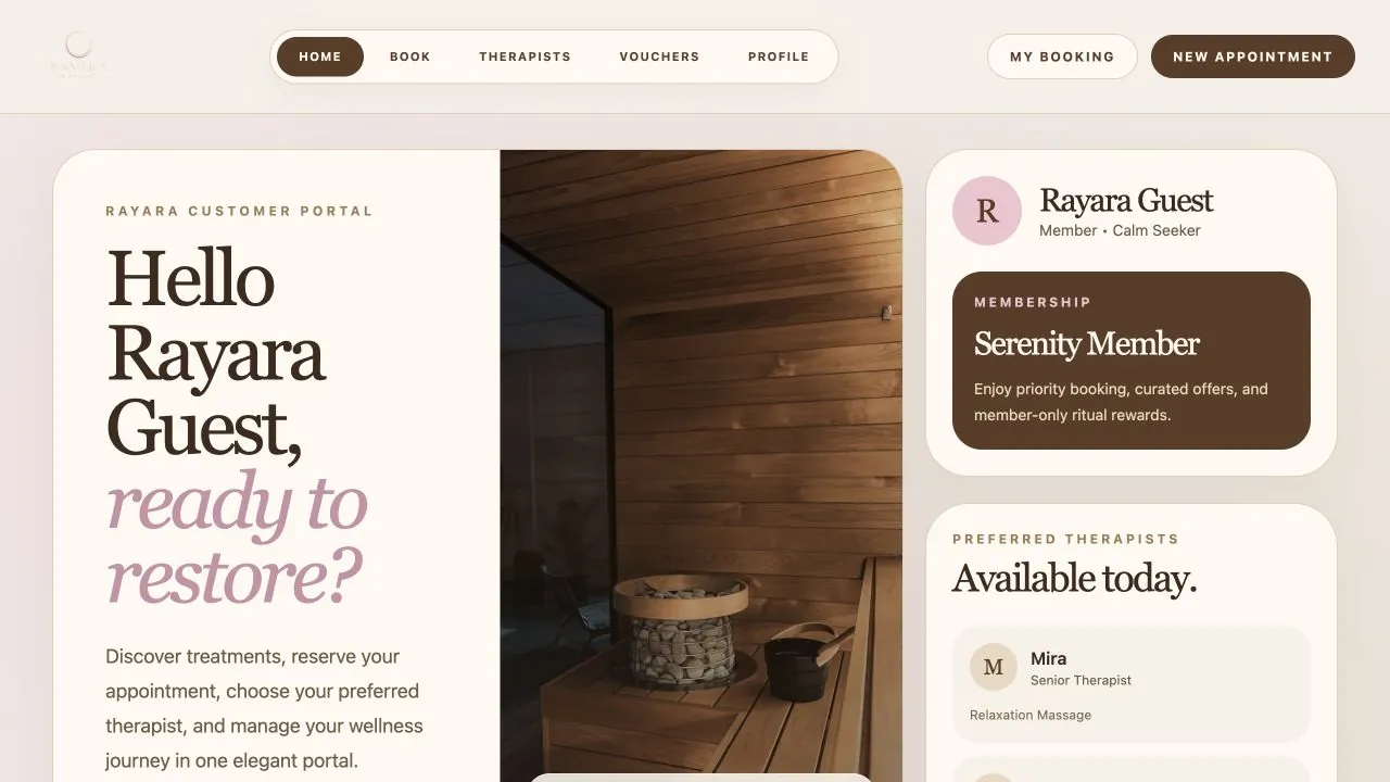 Rayara customer wellness portal