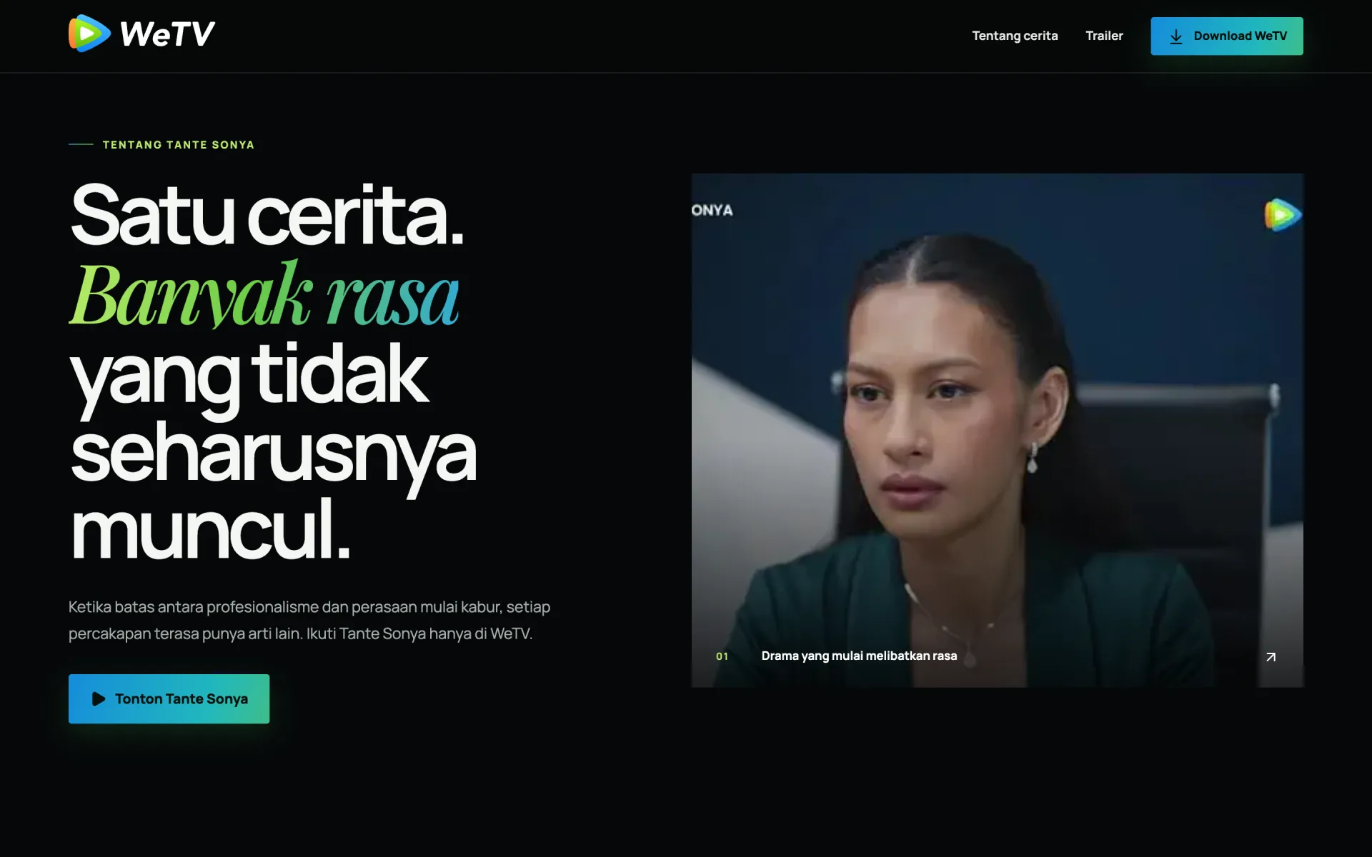 WeTV Tante Sonya story section on the campaign landing page